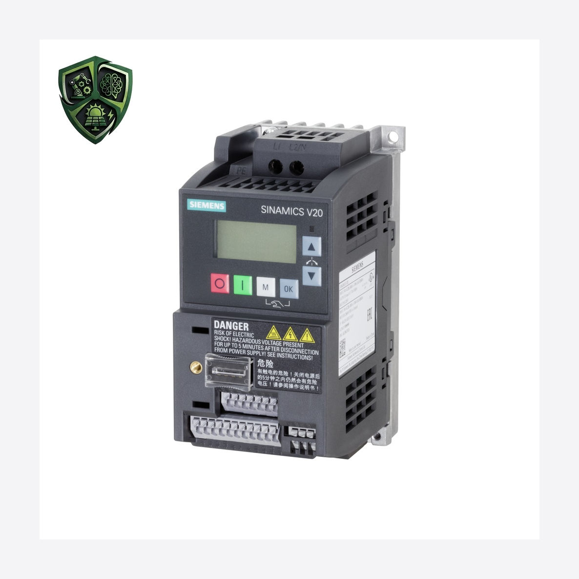 درایو زیمنس SINAMICS V20، ⁦Siemens⁩، توان ⁦0.12 kW 0.12 hp⁩، جریان ⁦0.9 A⁩، ولتاژ ⁦200 ... 240 V -15 % +10 %⁩