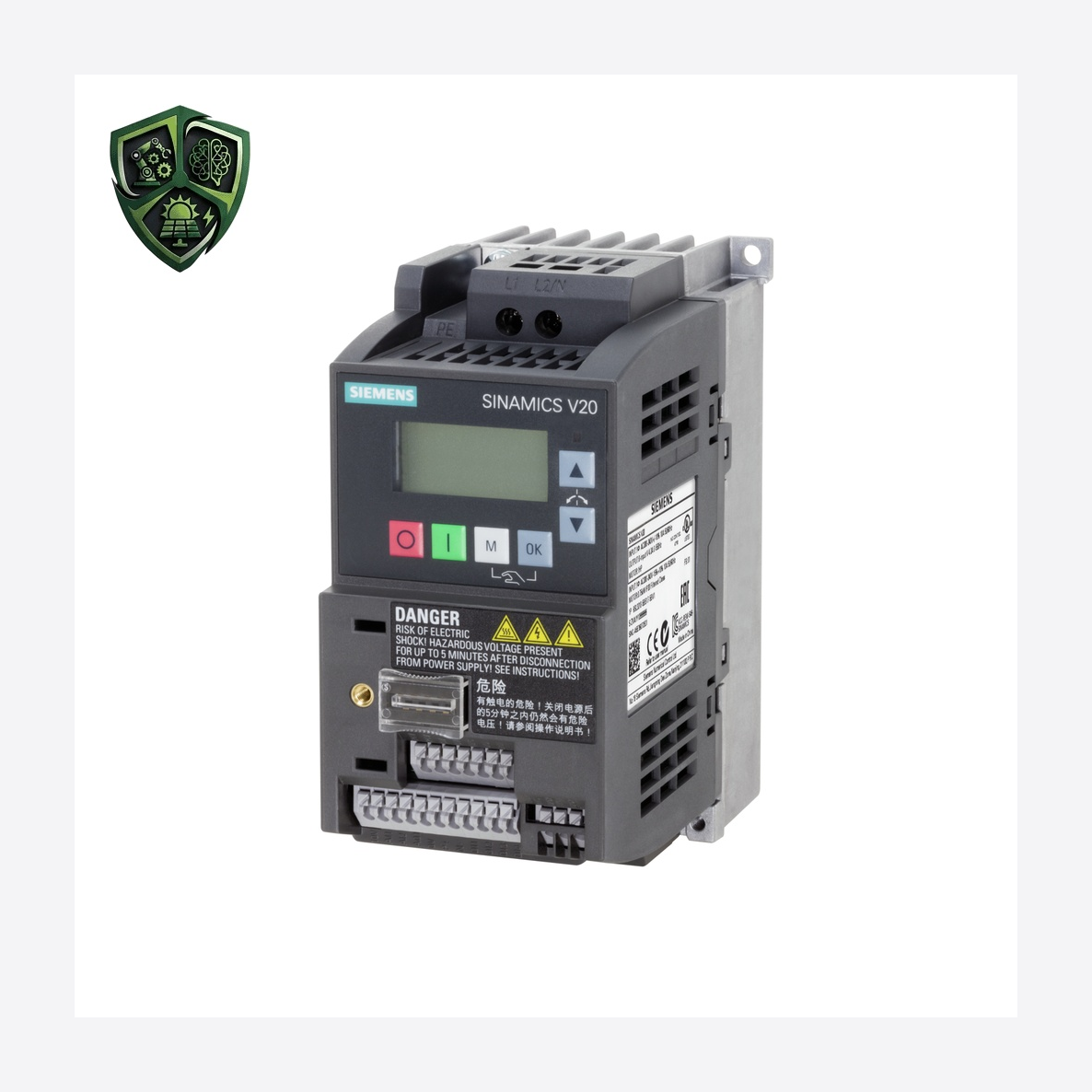 درایو زیمنس SINAMICS V20، ⁦Siemens⁩، توان ⁦0.55 kW 0.55 hp⁩، جریان ⁦3.2 A⁩، ولتاژ ⁦200 ... 240 V -15 % +10 %⁩