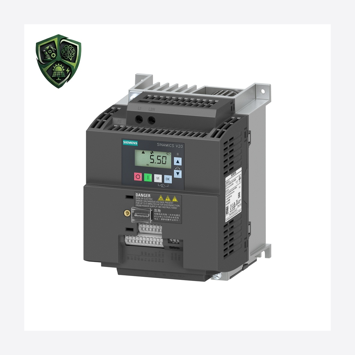 درایو زیمنس SINAMICS V20، ⁦Siemens⁩، توان ⁦3 kW 4 hp⁩، جریان ⁦13.6 A⁩، ولتاژ ⁦200 ... 240 V -15 % +10 %⁩