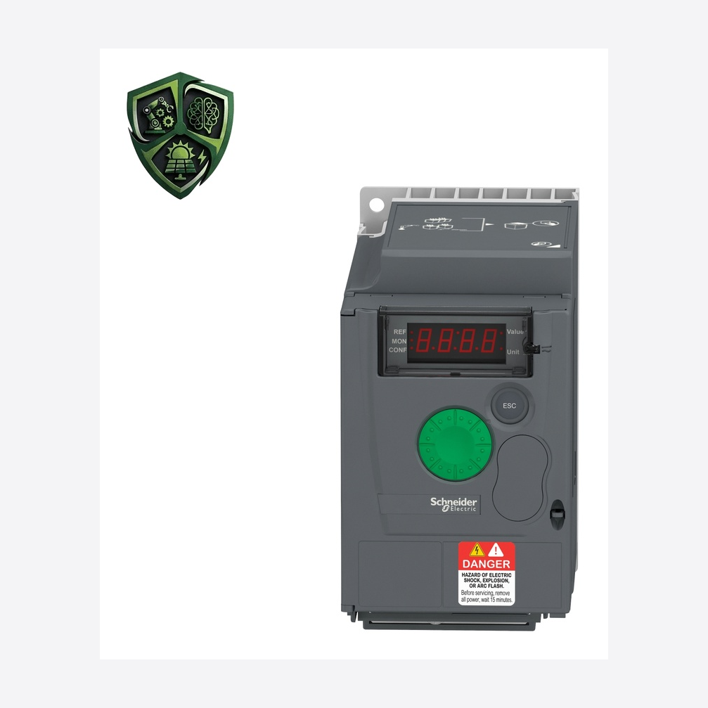 درایو، ⁦Schneider Electric⁩، مدل ⁦ATV310H037N4E⁩، خروجی ⁦380…460 V three phase⁩، توان ⁦0.37 kW for heavy duty⁩، تغذیه ⁦380…460 V⁩.