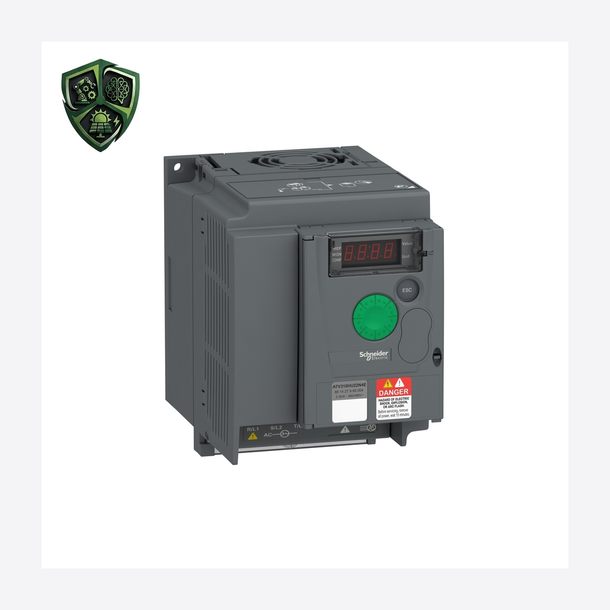 درایو، ⁦Schneider Electric⁩، مدل ⁦ATV310HU22N4E⁩، خروجی ⁦380…460 V three phase⁩، توان ⁦2.2 kW for heavy duty⁩، تغذیه ⁦380…460 V⁩.