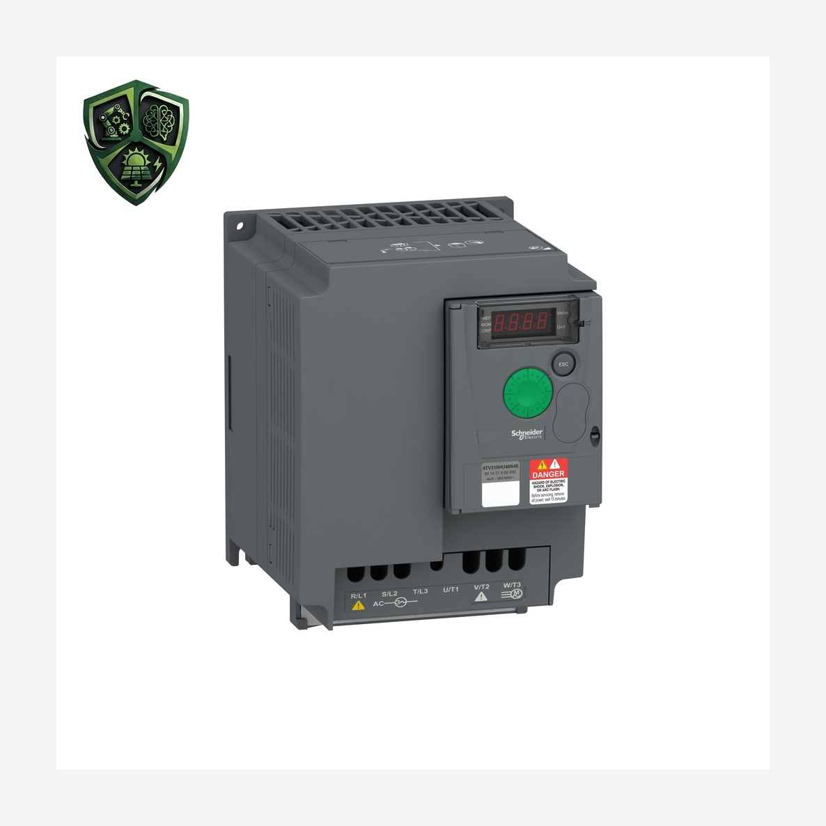 درایو، ⁦Schneider Electric⁩، مدل ⁦ATV310HU40N4E⁩، خروجی ⁦380…460 V three phase⁩، توان ⁦4 kW for heavy duty⁩، تغذیه ⁦380…460 V⁩.