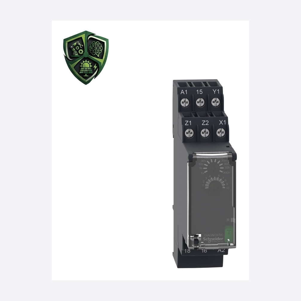 رله حفاظت، ⁦Schneider Electric⁩، مدل ⁦RE22R1ACMR⁩، جریان خروجی ⁦8 A⁩، تغذیه ⁦24…240 V AC/DC 50/60 Hz⁩، IP40.