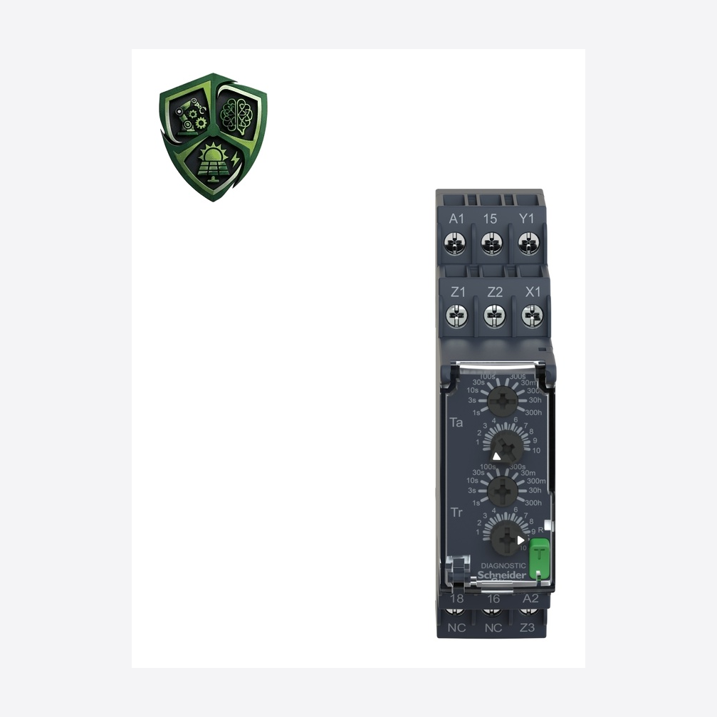 رله حفاظت، ⁦Schneider Electric⁩، مدل ⁦RE22R1AKMR⁩، جریان خروجی ⁦8 A⁩، تغذیه ⁦24…240 V AC/DC 50/60 Hz⁩، IP40.