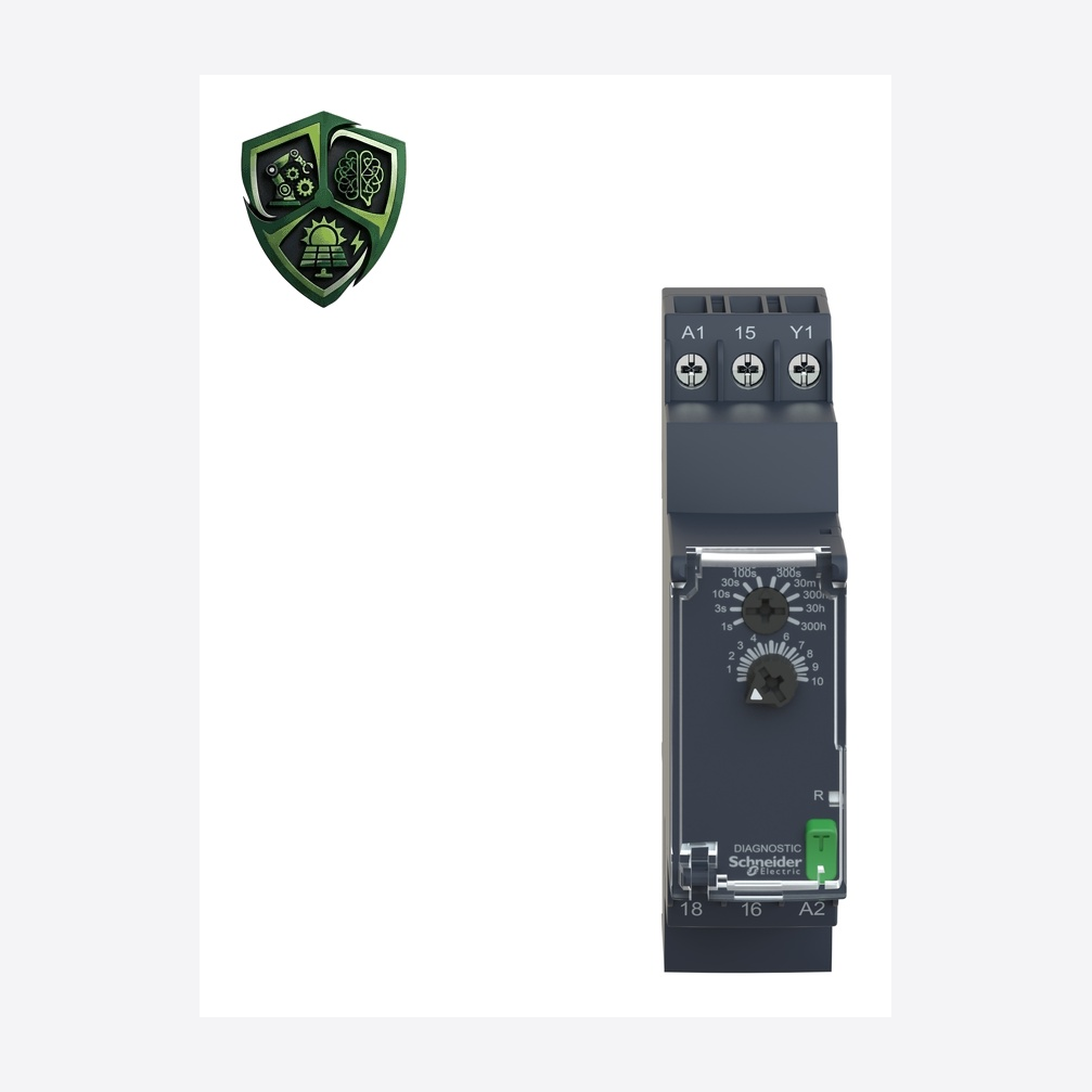 رله حفاظت، ⁦Schneider Electric⁩، مدل ⁦RE22R1HMR⁩، جریان خروجی ⁦8 A⁩، تغذیه ⁦24…240 V AC/DC 50/60 Hz⁩، IP40.