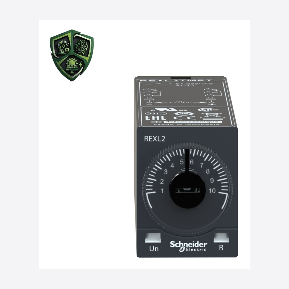 رله حفاظت، ⁦Schneider Electric⁩، مدل ⁦REXL2TMBD⁩، جریان نامی ⁦5 A AC⁩، تغذیه ⁦24 V DC⁩، IP50.