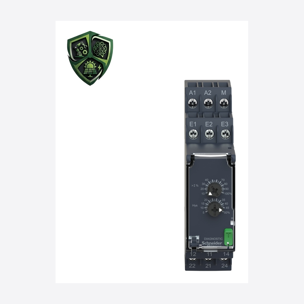 رله حفاظت، ⁦Schneider Electric⁩، مدل ⁦RM22JA21MR⁩، جریان خروجی ⁦8 A⁩، تغذیه ⁦24…240 V AC/DC 50/60 Hz, non self-powered⁩، IP20.