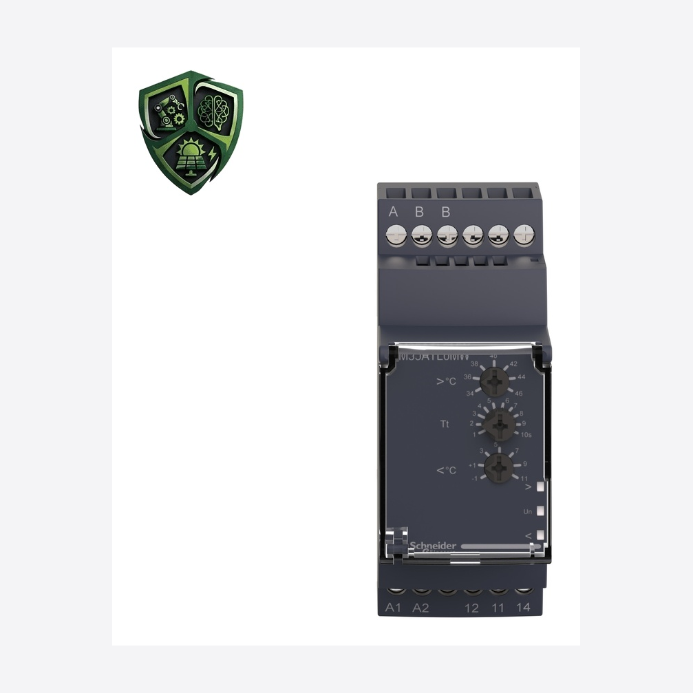 رله حفاظت، ⁦Schneider Electric⁩، مدل ⁦RM35ATL0MW⁩، جریان خروجی ⁦5 A⁩، تغذیه ⁦24…240 V AC/DC⁩، IP20.