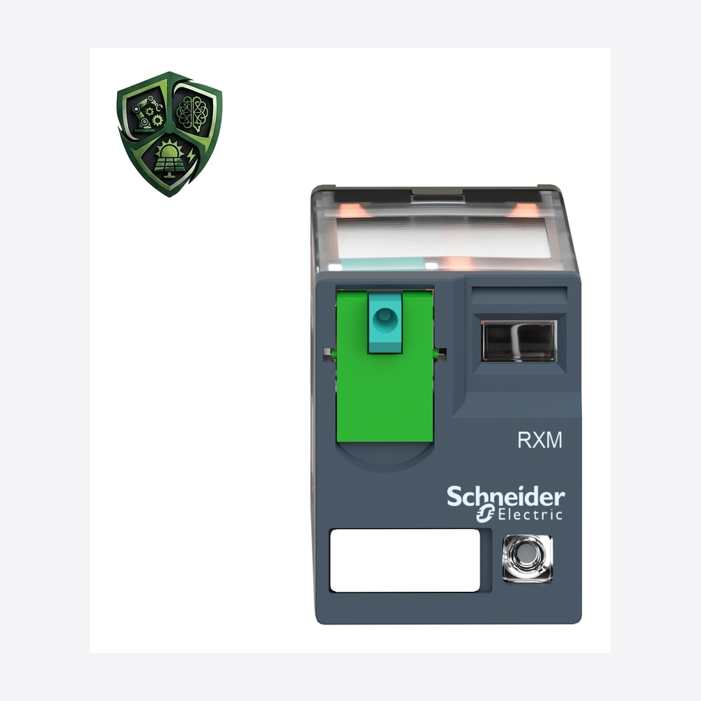رله، ⁦Schneider Electric⁩، مدل ⁦RXM3AB2JD⁩، ولتاژ ⁦limits 9.6…13.2 V DC⁩، جریان ⁦10 A at 28 V NO conforming to IEC⁩، IP40.
