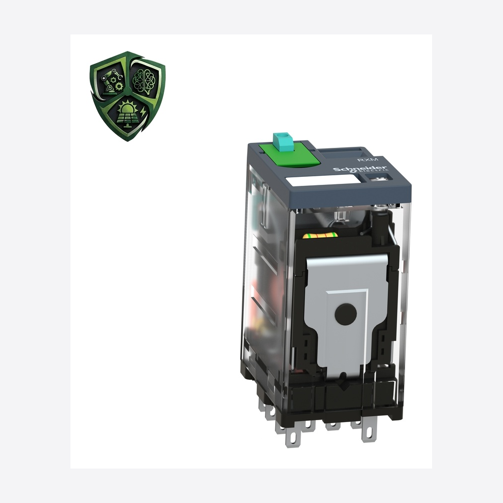 رله، ⁦Schneider Electric⁩، مدل ⁦RXM4AB2GD⁩، ولتاژ ⁦limits 100…138 V DC⁩، جریان ⁦3 A at 28 V NC conforming to IEC⁩، IP40.