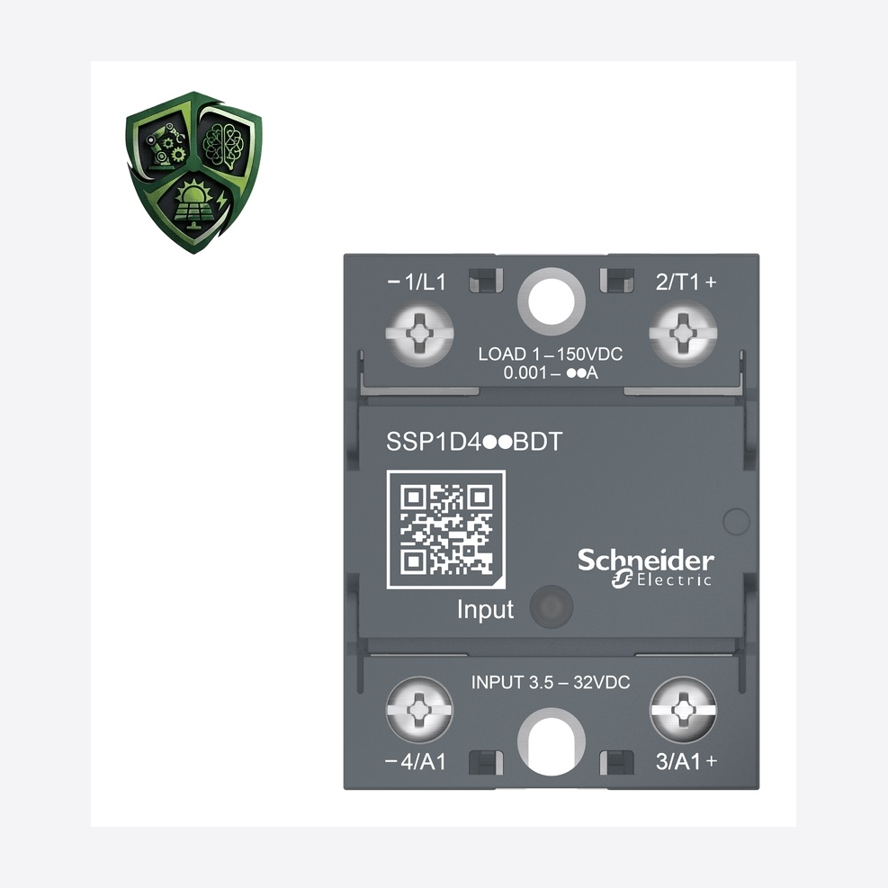 رله، ⁦Schneider Electric⁩، مدل ⁦SSP1D412BDT⁩، جریان نامی ⁦12 A⁩، خروجی ⁦1…150 V DC⁩، IP20.