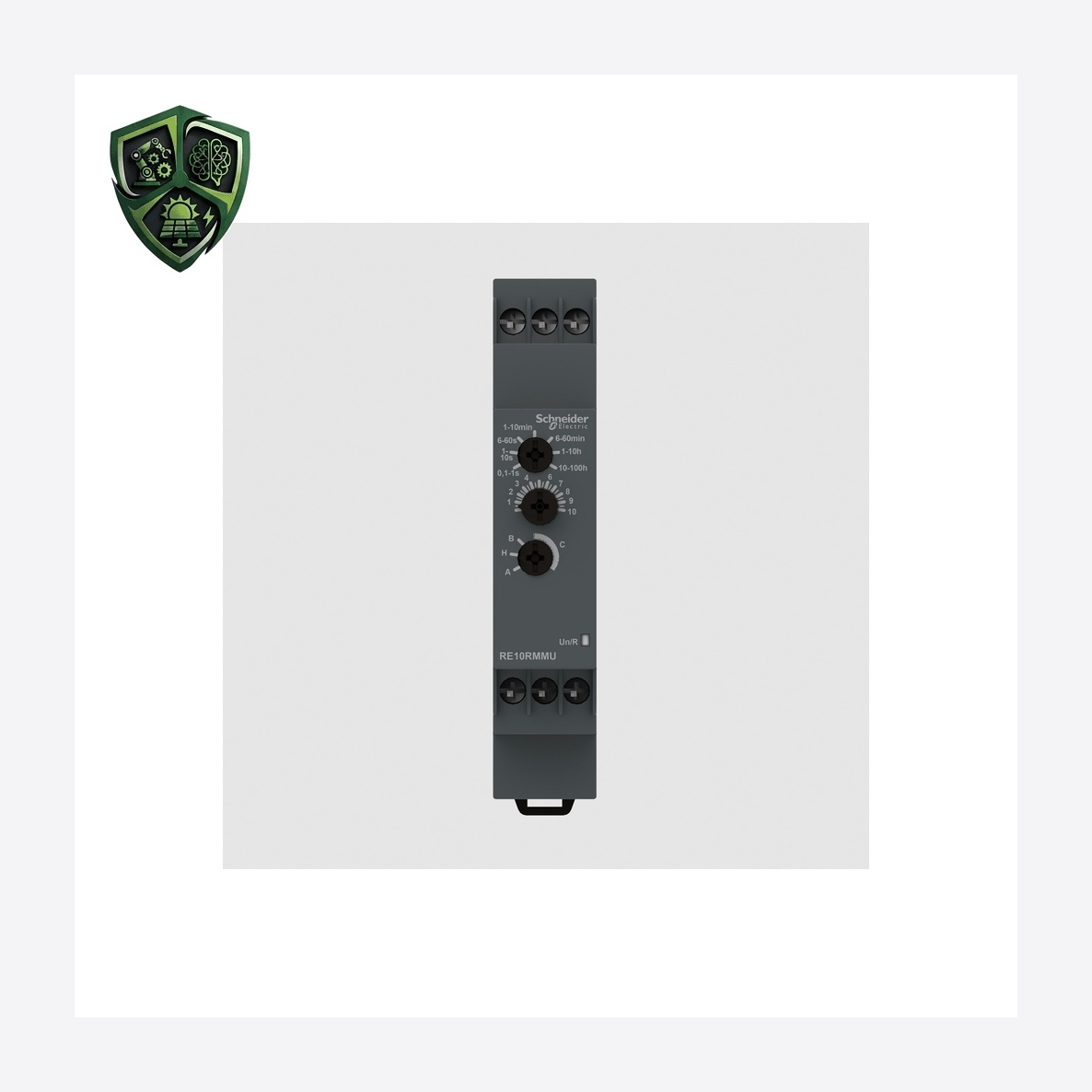 تایمر، ⁦Schneider Electric⁩، مدل ⁦RE10RMMU⁩، جریان خروجی ⁦8 A⁩، تغذیه ⁦24 V DC⁩، IP20.