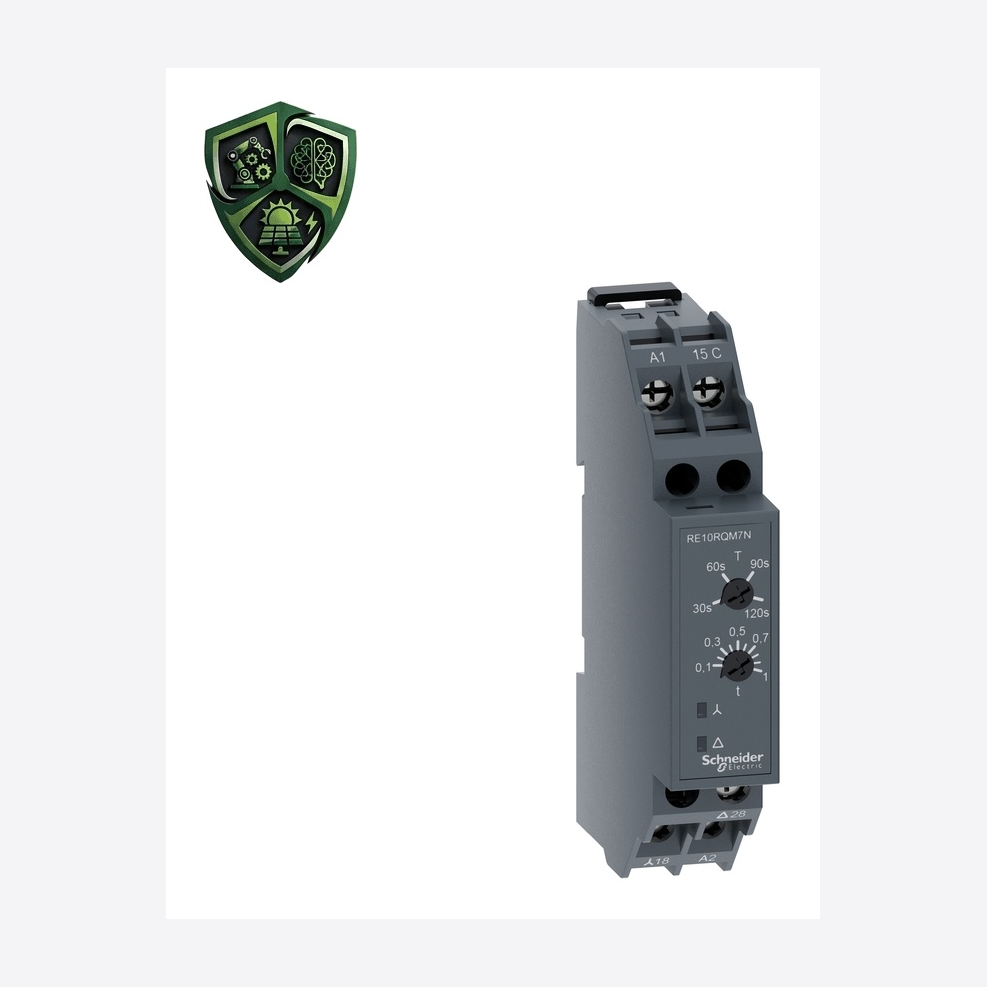تایمر، ⁦Schneider Electric⁩، مدل ⁦RE10RQM7N⁩، جریان ⁦5 A 250 V AC-1 conforming to IEC 60947-5-1⁩، جریان خروجی ⁦5 A⁩، تغذیه ⁦240 V AC 50/60 Hz⁩.