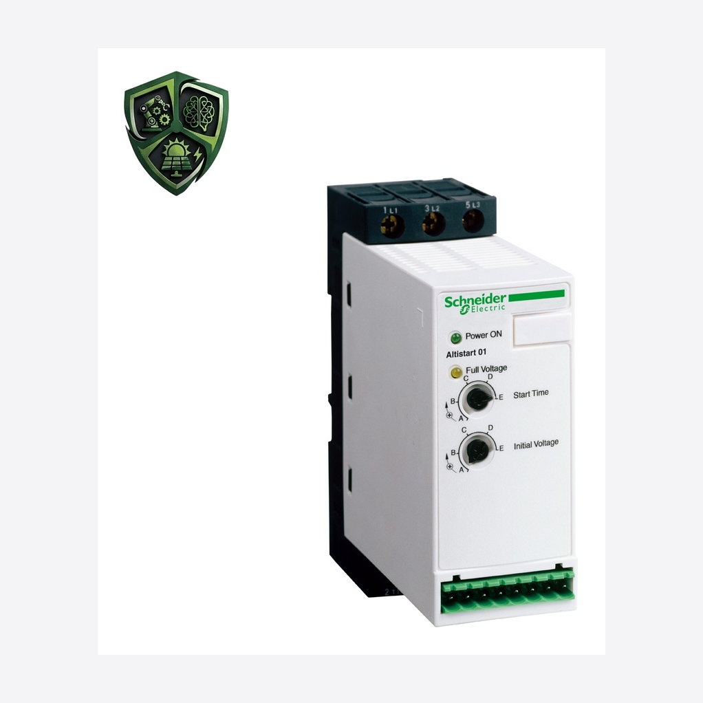 سافت‌استارتر، ⁦Schneider Electric⁩، مدل ⁦ATS01N125FT⁩، توان 11 kW، تغذیه ⁦110…480 V⁩، IP20.