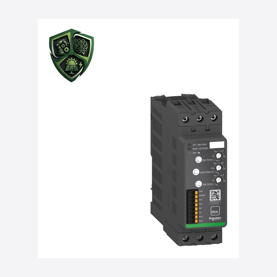 سافت‌استارتر، ⁦Schneider Electric⁩، مدل ⁦ATS130N2D73LT⁩، جریان ⁦73 A in line⁩، توان ⁦22 kW at 230 V normal duty⁩، IP20.