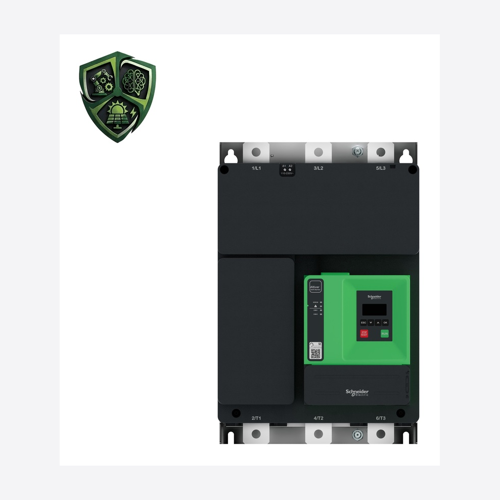 سافت‌استارتر، ⁦Schneider Electric⁩، مدل ⁦ATS430C48S6⁩، جریان ⁦Normal duty: 480 A in line⁩، توان ⁦132 kW at 230 V in line normal duty⁩، IP00.