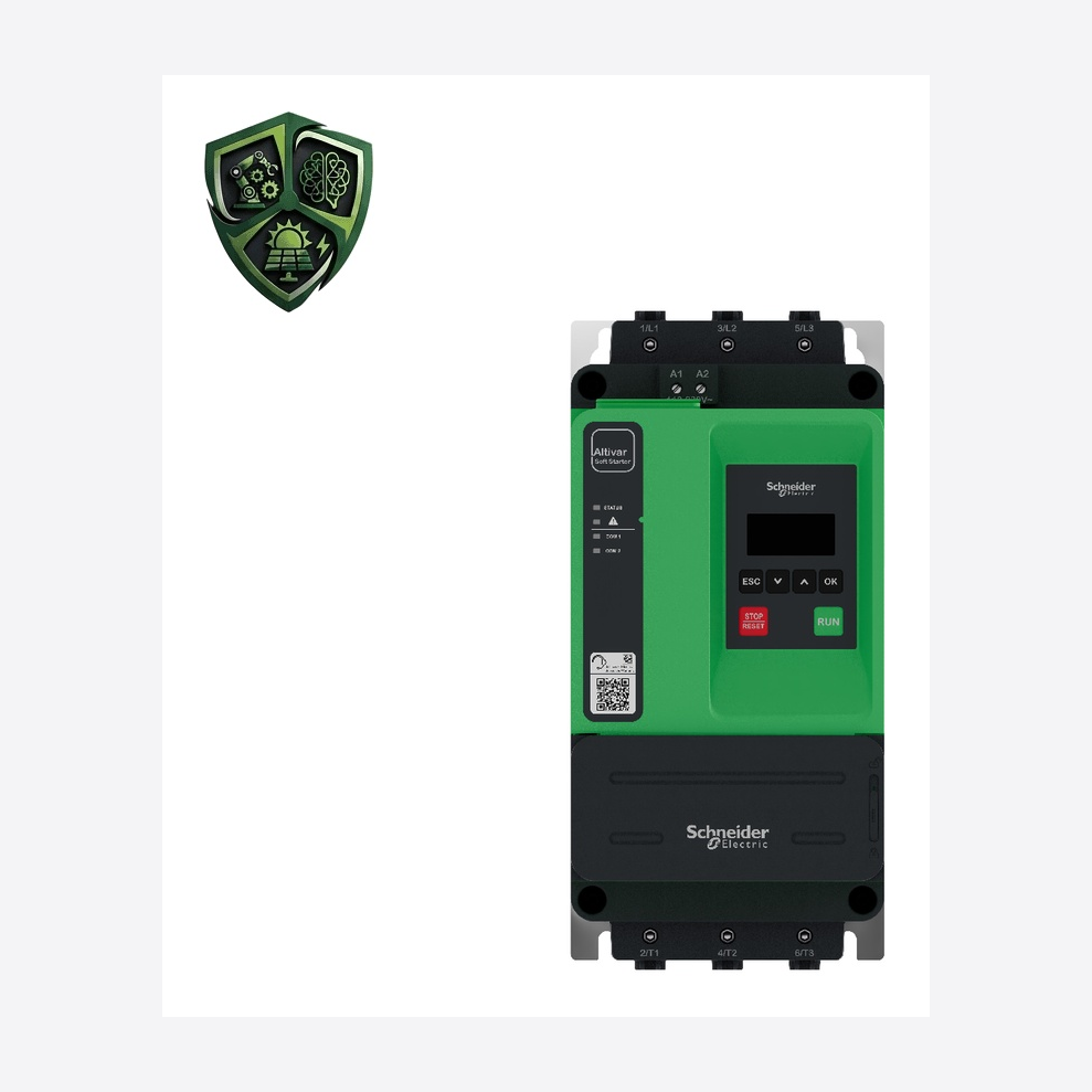 سافت‌استارتر، ⁦Schneider Electric⁩، مدل ⁦ATS430D47S6⁩، جریان ⁦Normal duty: 47 A in line⁩، توان ⁦11 kW at 230 V in line normal duty⁩، IP20.