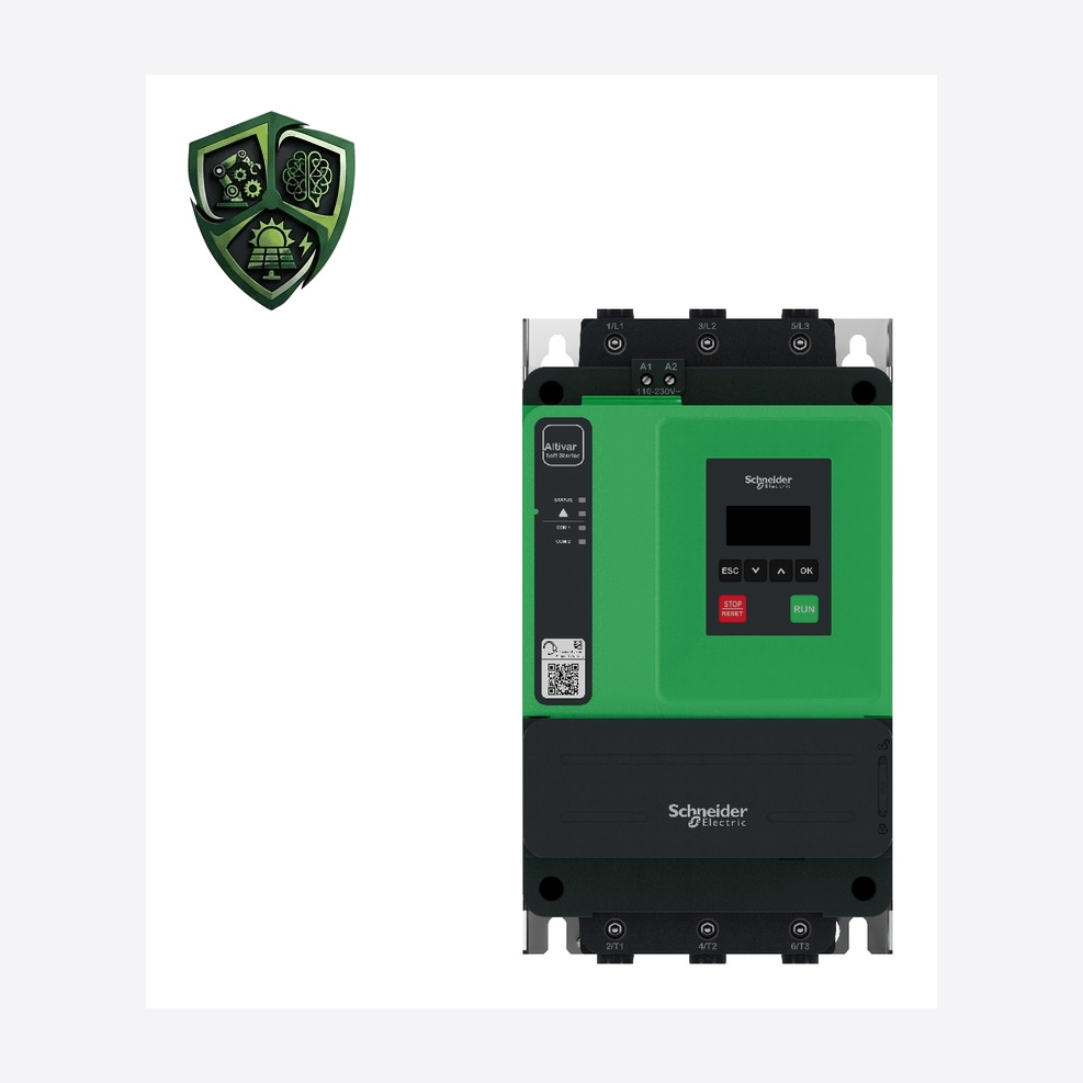 سافت‌استارتر، ⁦Schneider Electric⁩، مدل ⁦ATS430D62S6⁩، جریان ⁦Normal duty: 62 A in line⁩، توان ⁦15 kW at 230 V in line normal duty⁩، IP20.