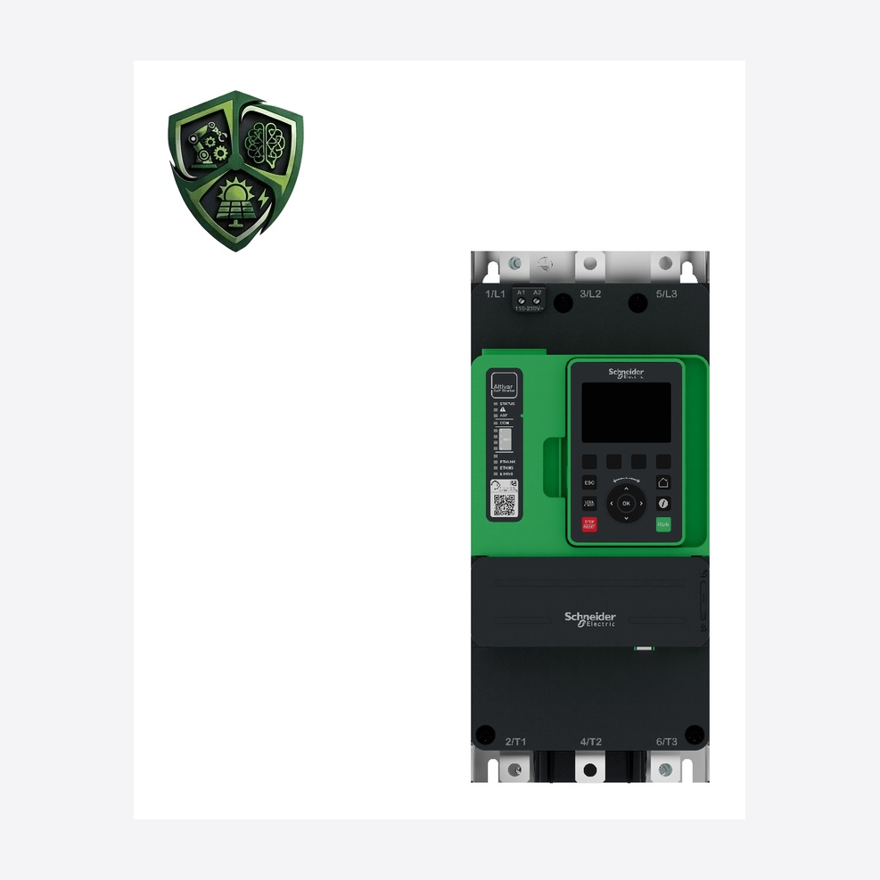 سافت‌استارتر، ⁦Schneider Electric⁩، مدل ⁦ATS490C14Y⁩، جریان ⁦Normal duty: 140 A in line⁩، IP00، کنترل ⁦110…230 V AC 50…60 Hz⁩.