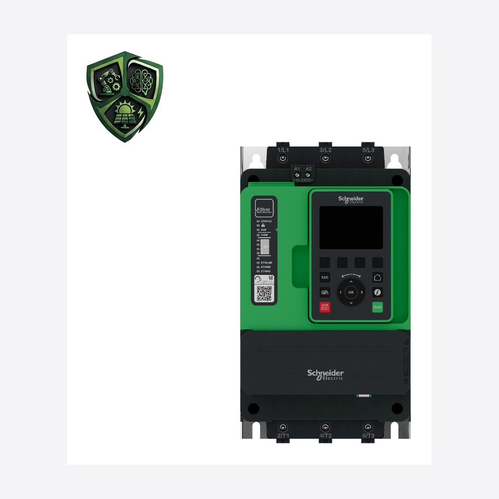 سافت‌استارتر، ⁦Schneider Electric⁩، مدل ⁦ATS490D47Y⁩، جریان ⁦Normal duty: 47 A in line⁩، IP20، کنترل ⁦110…230 V AC 50…60 Hz⁩.