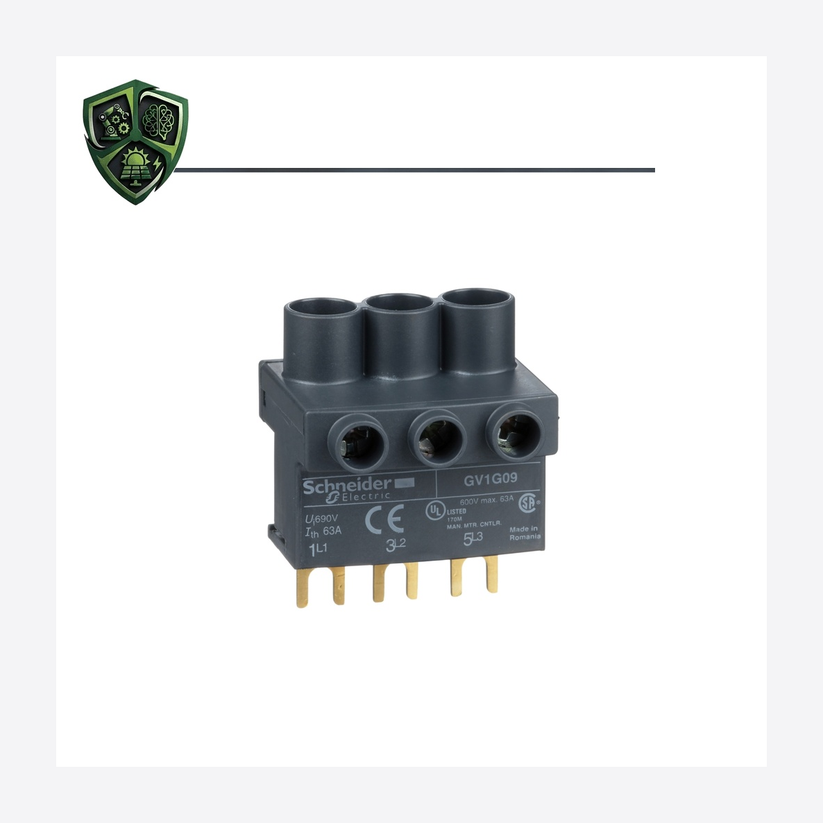 Schneider Electric ترمینال، ⁨ ⁩، ⁨مدل GV1G⁩، سه پل، ⁨جریان 63 A⁩، ⁨GV1G09⁩