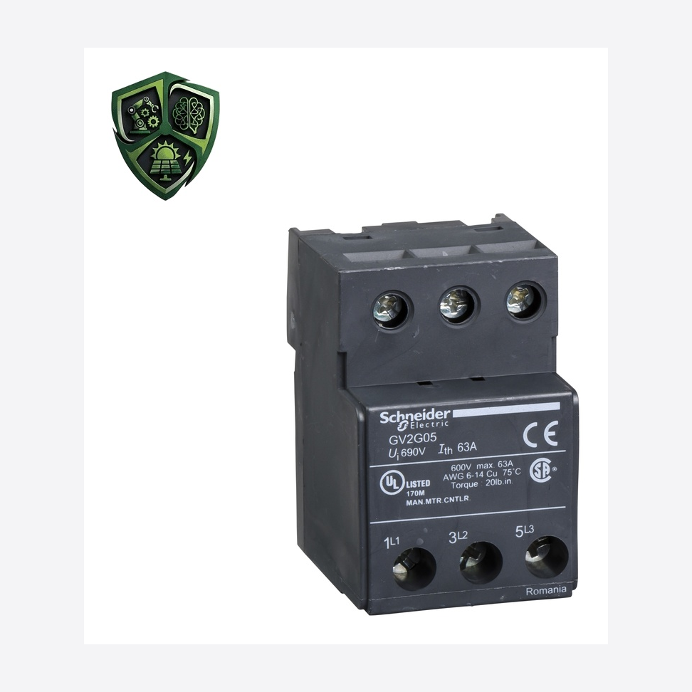 کنتاکتور Schneider Electric ترمینال، ⁨ ⁩، ⁨مدل GV2G⁩، سه پل، ⁨جریان 63 A⁩، ⁨GV2G05⁩