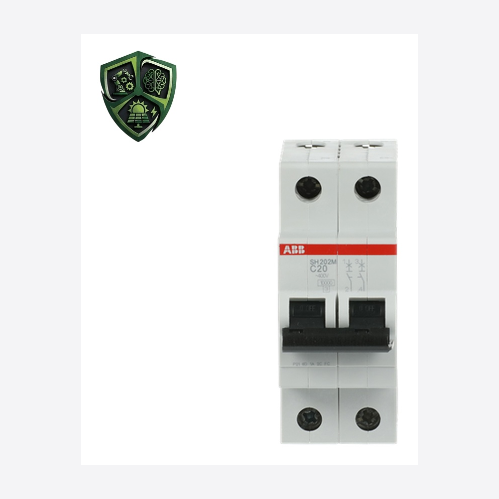 کلید مینیاتوری، ⁦ABB⁩، دو پل، منحنی ⁦C⁩، جریان ⁦20 A⁩، قطع ⁦(AC) 10 kA⁩