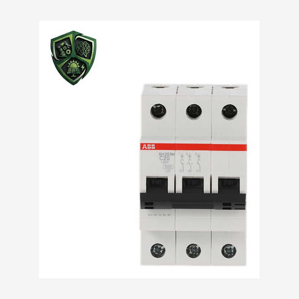 کلید مینیاتوری، ⁦ABB⁩، سه پل، منحنی ⁦C⁩، جریان ⁦20 A⁩، قطع ⁦(AC) 10 kA⁩