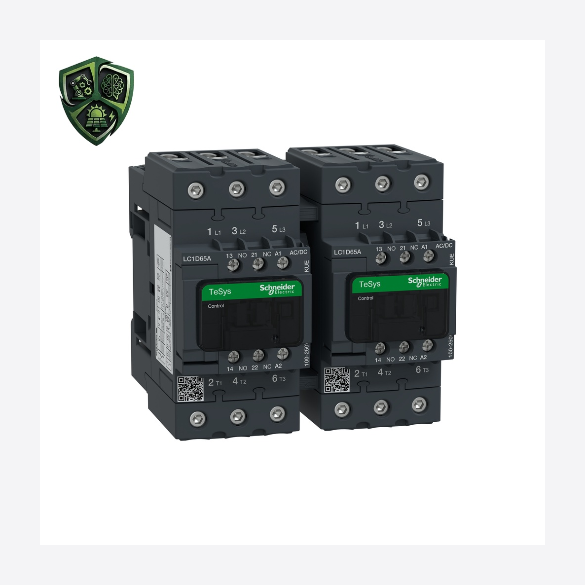 کنتاکتور، ⁦Schneider Electric⁩، مدل ⁦LC2D65AKUE⁩، پل ⁦3P⁩، ولتاژ ⁦ 690 V AC 25…400 Hz⁩، جریان ⁦80 A at <= 440 V AC-1 ⁩.