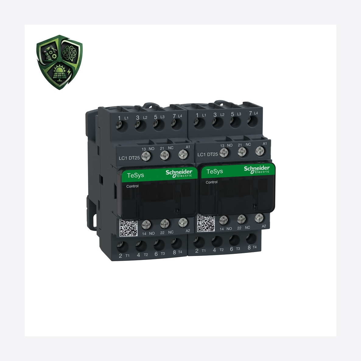 کنتاکتور، ⁦Schneider Electric⁩، مدل ⁦LC2DT25P7⁩، پل ⁦4P⁩، ولتاژ ⁦ <= 690 V AC 25…400 Hz⁩، جریان ⁦25 A at <= 440 V AC AC-1 ⁩.