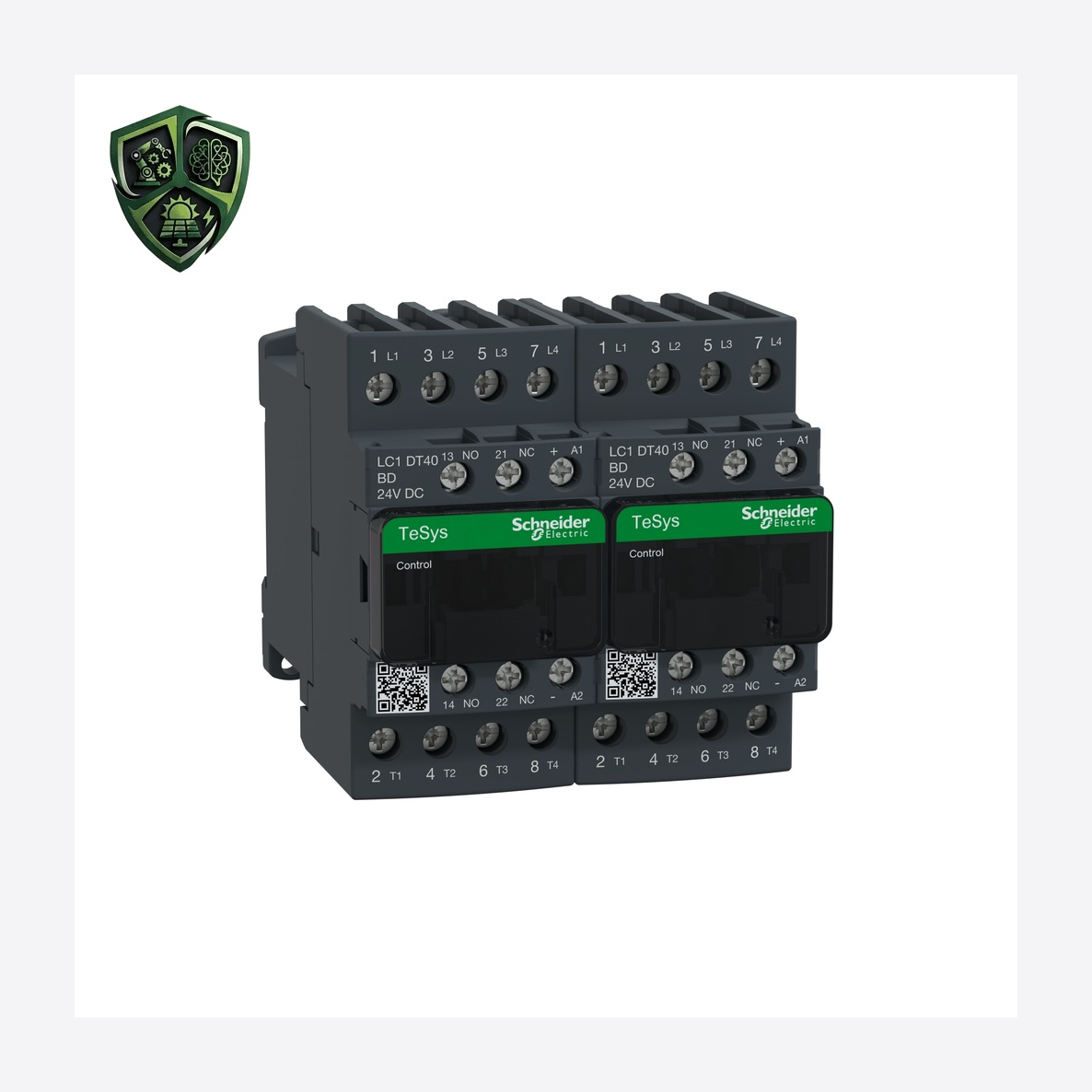 کنتاکتور، ⁦Schneider Electric⁩، مدل ⁦LC2DT40BD⁩، پل ⁦4P⁩، ولتاژ ⁦ <= 690 V AC 25…400 Hz⁩، جریان ⁦40 A at <= 440 V AC AC-1 ⁩.