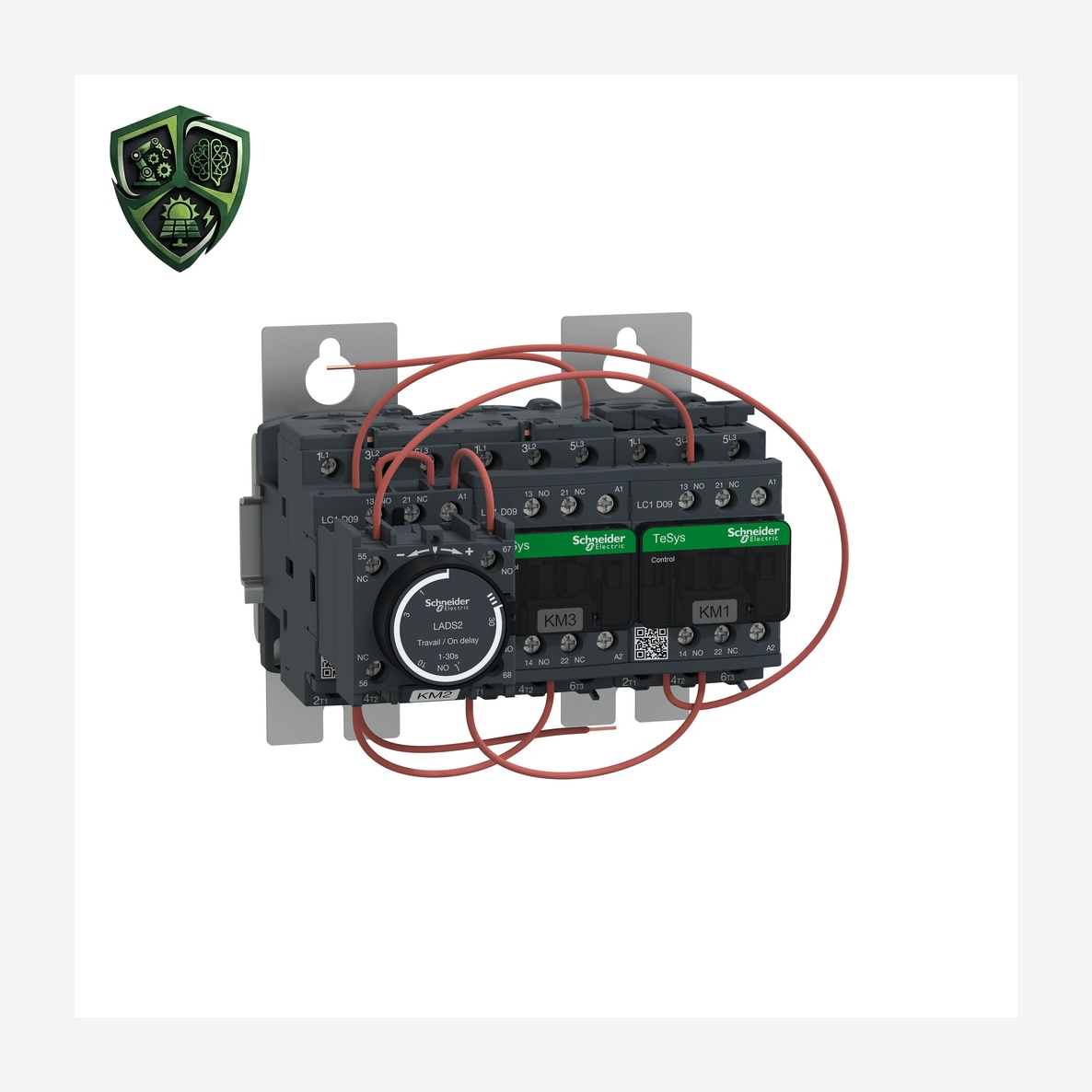 کنتاکتور، ⁦Schneider Electric⁩، مدل ⁦LC3D09AB7⁩، پل ⁦3 x 3P⁩، ولتاژ ⁦ <= 690 V AC 25…400 Hz⁩، جریان ⁦9 A at <= 440 V AC AC-3 ⁩.