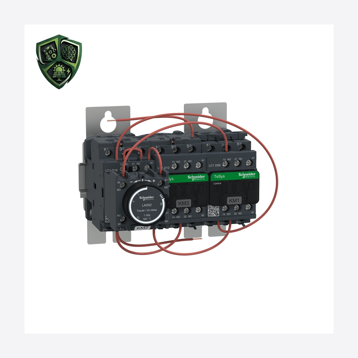 کنتاکتور، ⁦Schneider Electric⁩، مدل ⁦LC3D12AB7⁩، پل ⁦3 x 3P⁩، ولتاژ ⁦ <= 690 V AC 25…400 Hz⁩، جریان ⁦12 A at <= 440 V AC AC-3 ⁩.