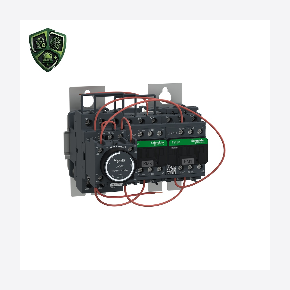 کنتاکتور، ⁦Schneider Electric⁩، مدل ⁦LC3D18AF7⁩، پل ⁦3 x 3P⁩، ولتاژ ⁦ <= 690 V AC 25…400 Hz⁩، جریان ⁦18 A at <= 440 V AC AC-3 ⁩.
