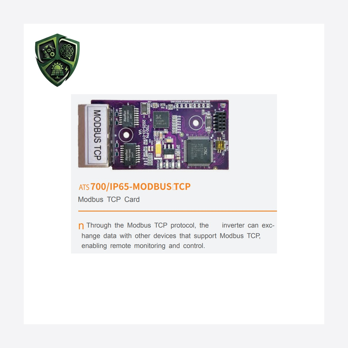 درایو ASTAR کارت ارتباط Modbus TCP برند مدل ATS700-MODBUSTCP