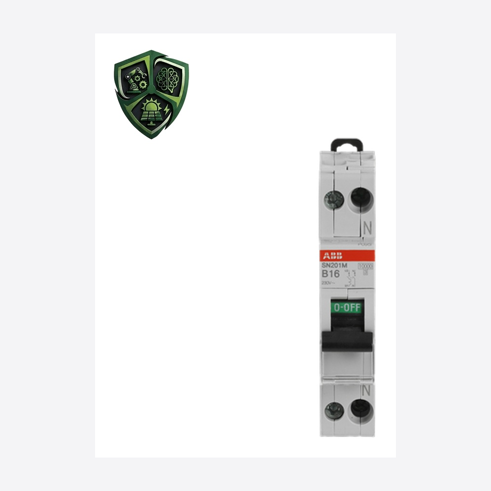 کلید مینیاتوری، ⁦ABB⁩، تک پل با نول، منحنی ⁦B⁩، جریان ⁦16 A⁩، قطع ⁦(230 V) 10 kA⁩